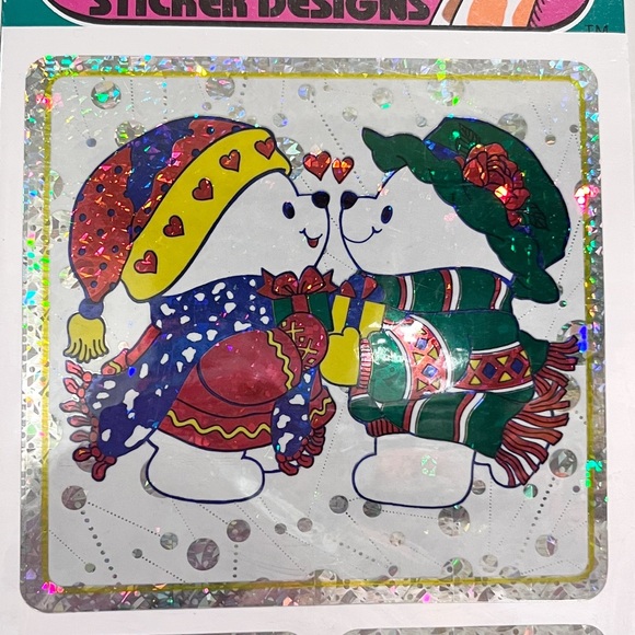 Vintage 1990s Twin Seven Stickers Holographic Sparkly Large Stickers Christmas - Picture 5 of 10